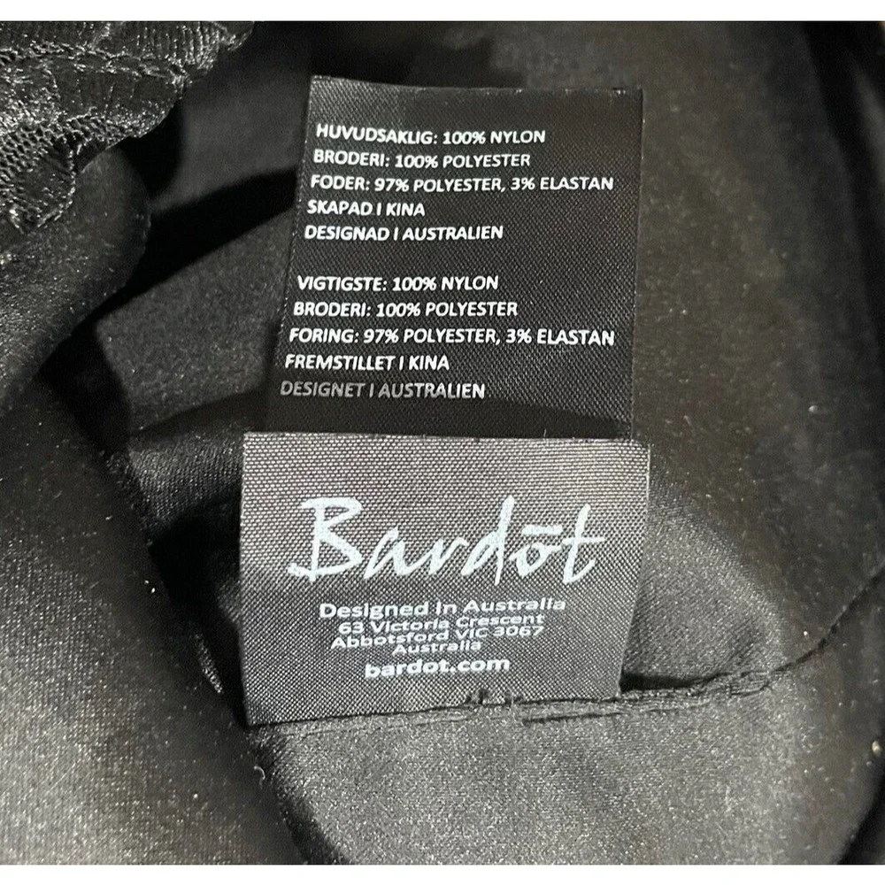 Bardot Sheath Dress Womens 10 Midi Black Lace‎ V-Neck Lined